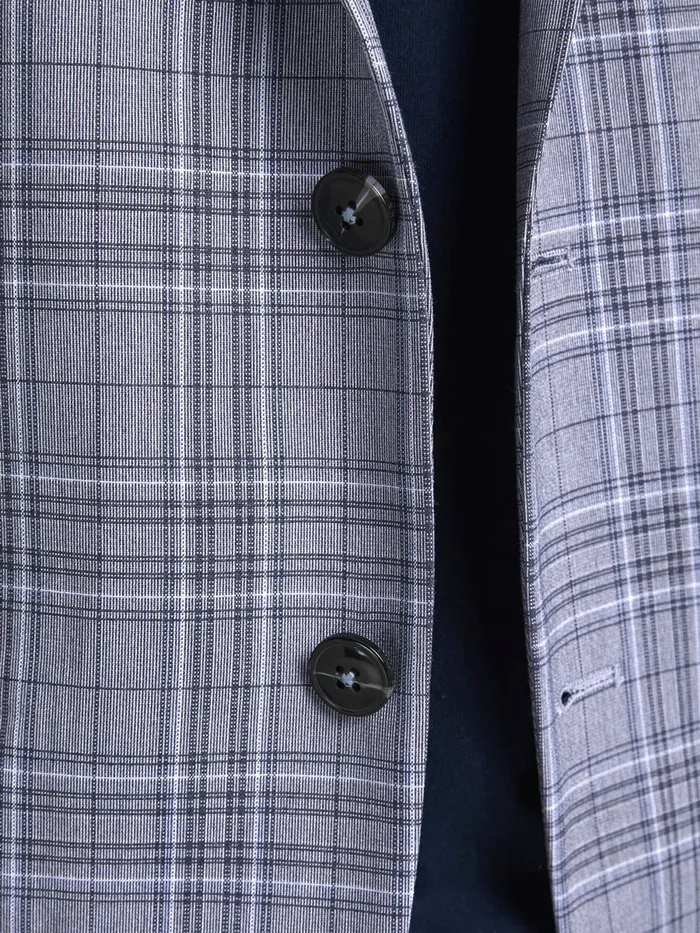 Tailoring JACK and JONES Mens SUPER SLIM FIT TARTAN CHECK BLAZER Blue Grey Melange