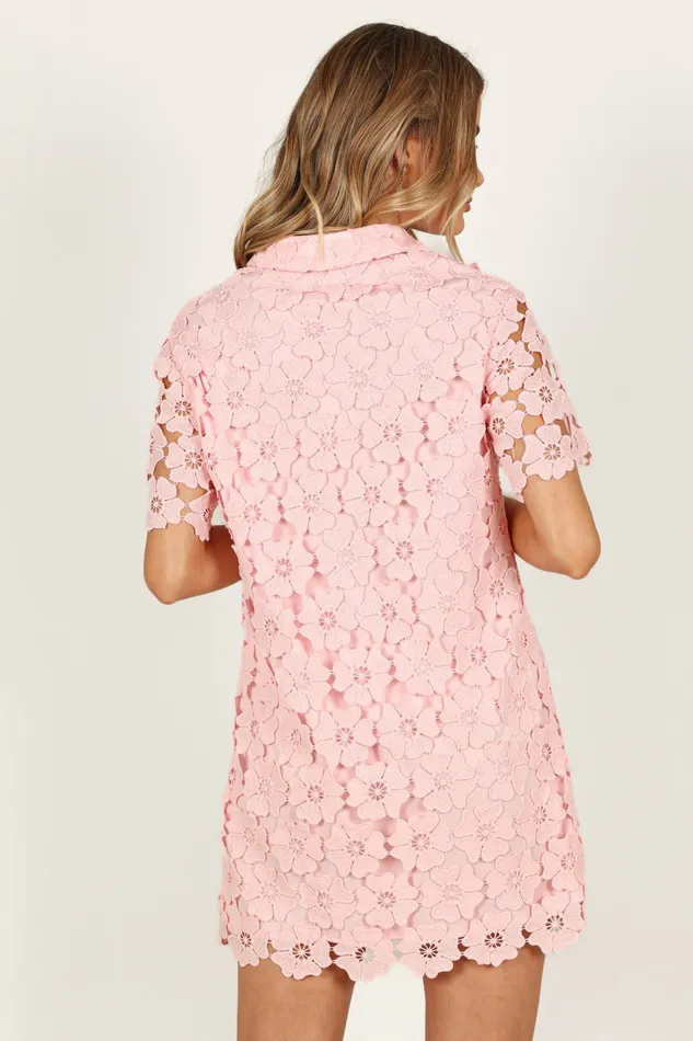 Tallie Button Up Mini Dress Pink Women Floral Dresses Petal and Pup