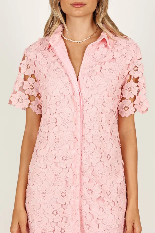 Tallie Button Up Mini Dress Pink Women Floral Dresses Petal and Pup