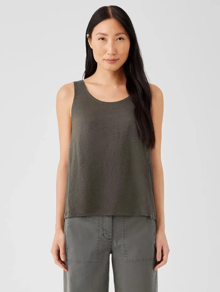 Tanks and Camis Women Eileen Fisher Organic Linen Jersey Tank Black