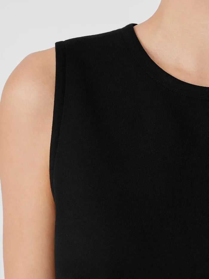 Tanks and Camis Women Eileen Fisher Washable Flex Ponte Round Neck Tank Black