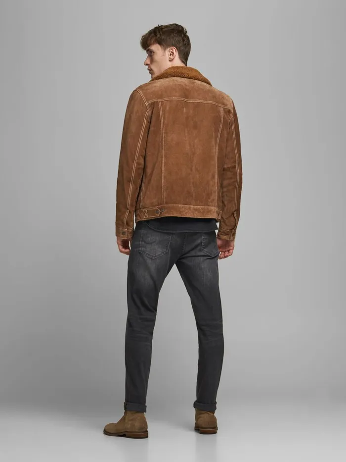 Tapered Jeans JACK and JONES Mens FRED ICON JOS 142 50SPS TAPERED FIT JEANS Black Black Denim