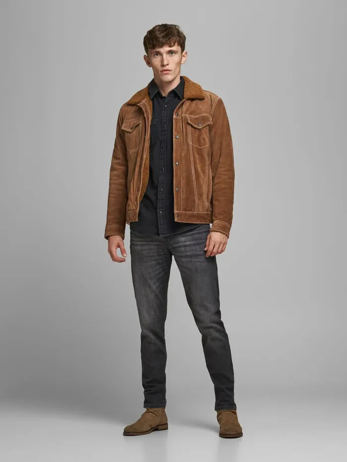 Tapered Jeans JACK and JONES Mens FRED ICON JOS 142 50SPS TAPERED FIT JEANS Black Black Denim