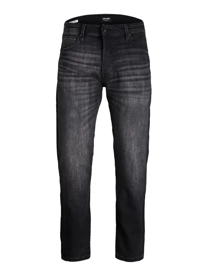 Tapered Jeans JACK and JONES Mens FRED ICON JOS 142 50SPS TAPERED FIT JEANS Black Black Denim