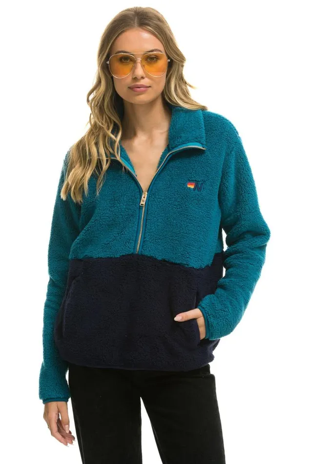 Teddy Unisex Half Zip Color Block Jacket 8211 Capri WomenMen Aviator Nation Teddy Jackets Teddy Unisex Half Zip Color Block Jacket 8211 Capri WomenMen Aviator Nation Teddy Jackets
