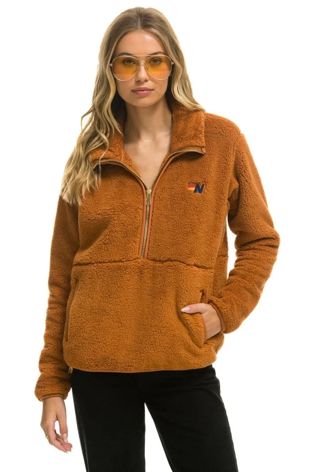 Teddy Unisex Half Zip Jacket 8211 Whiskey WomenMen Aviator Nation Teddy Jackets Teddy Unisex Half Zip Jacket 8211 Whiskey WomenMen Aviator Nation Teddy Jackets