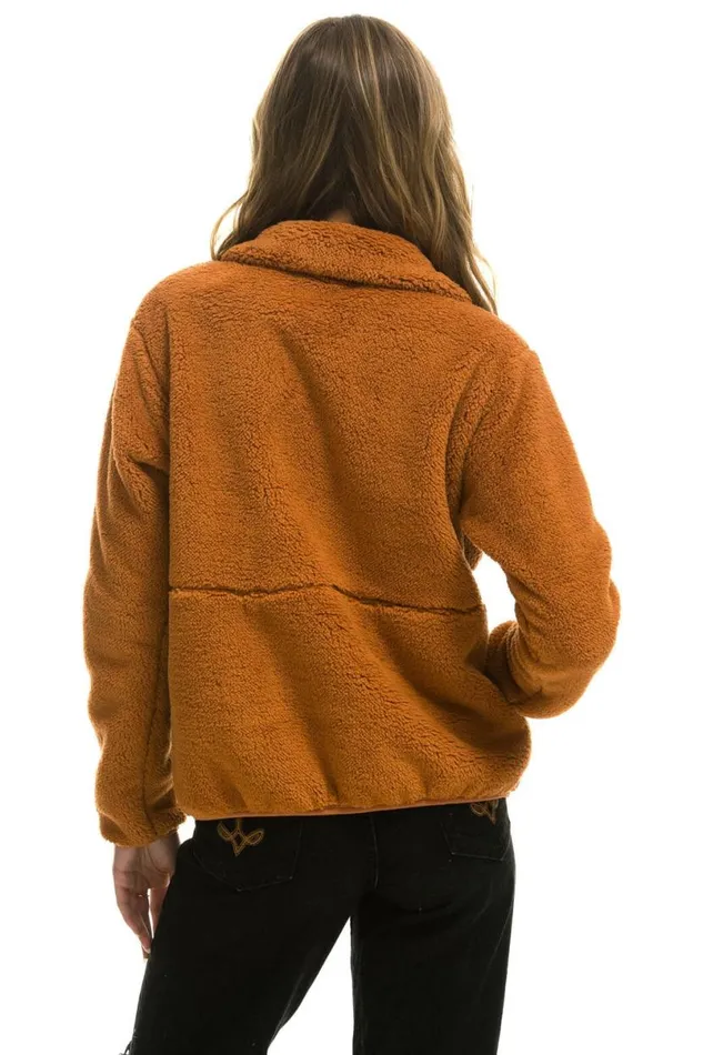 Teddy Unisex Half Zip Jacket 8211 Whiskey WomenMen Aviator Nation Teddy Jackets