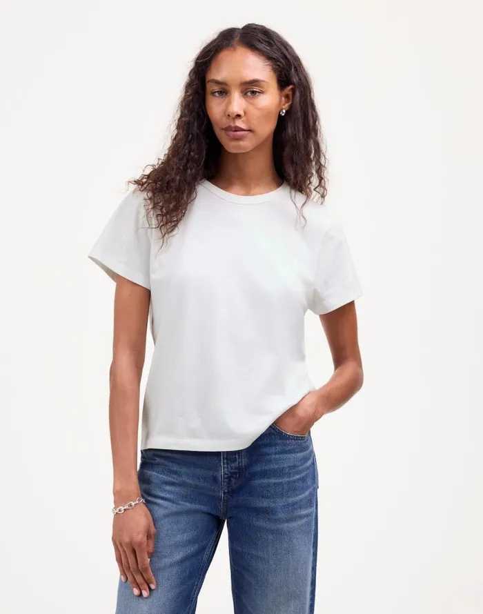 Tees Women Madewell Cotton Perfect Crewneck Tee Eyelet White