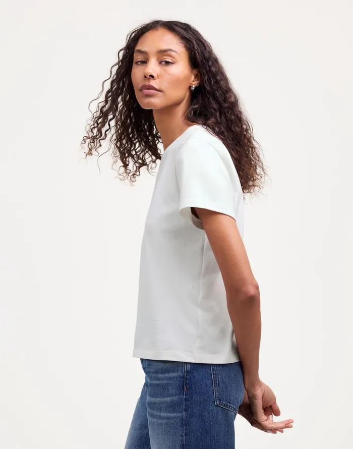 Tees Women Madewell Cotton Perfect Crewneck Tee Eyelet White