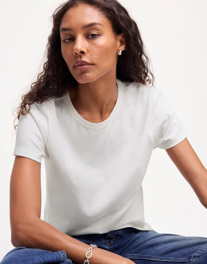 Tees Women Madewell Cotton Perfect Crewneck Tee Eyelet White