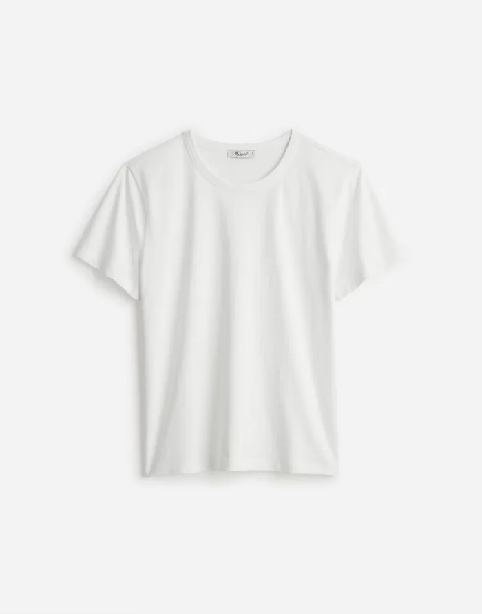 Tees Women Madewell Cotton Perfect Crewneck Tee Eyelet White