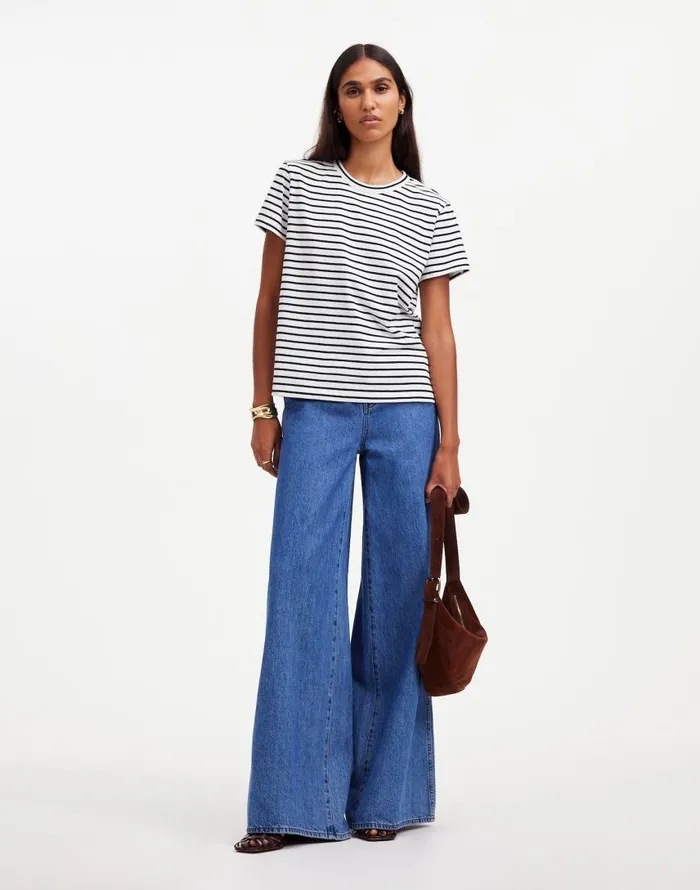 Tees Women Madewell Cotton Perfect Crewneck Tee Jet Black