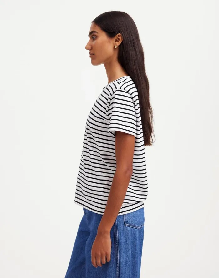 Tees Women Madewell Cotton Perfect Crewneck Tee Jet Black