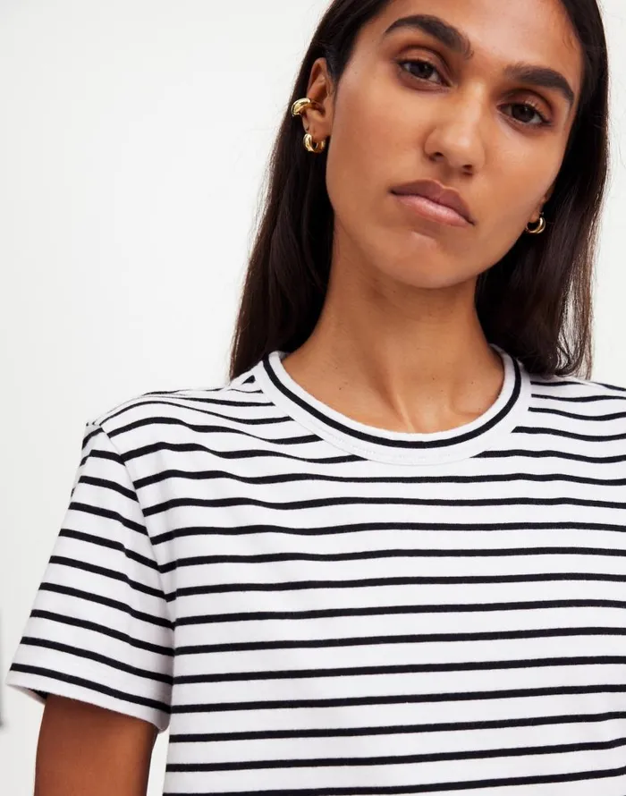 Tees Women Madewell Cotton Perfect Crewneck Tee Jet Black