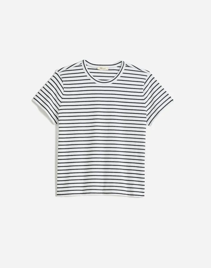 Tees Women Madewell Cotton Perfect Crewneck Tee Jet Black