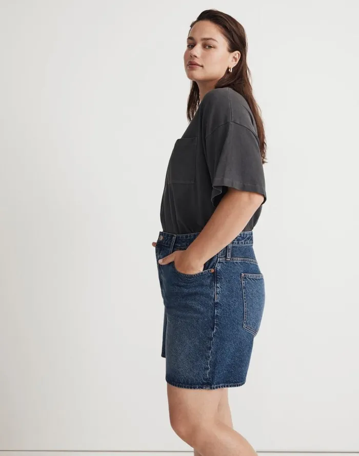 Tees Women Madewell GarmentDyed Oversized Pocket Tee Black Coal