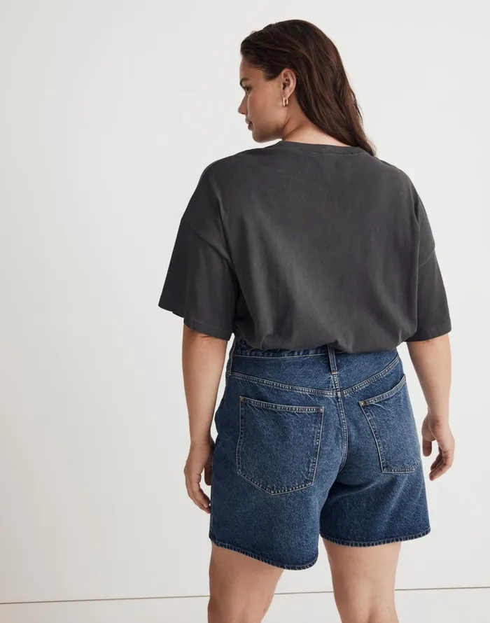 Tees Women Madewell GarmentDyed Oversized Pocket Tee Black Coal