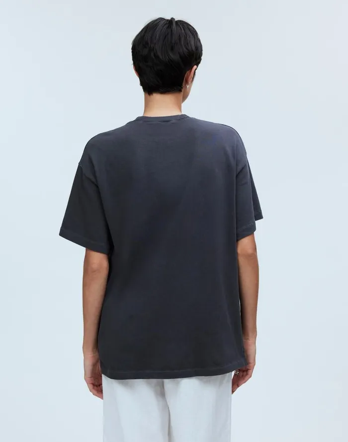 Tees Women Madewell GarmentDyed Oversized Pocket Tee Black Coal