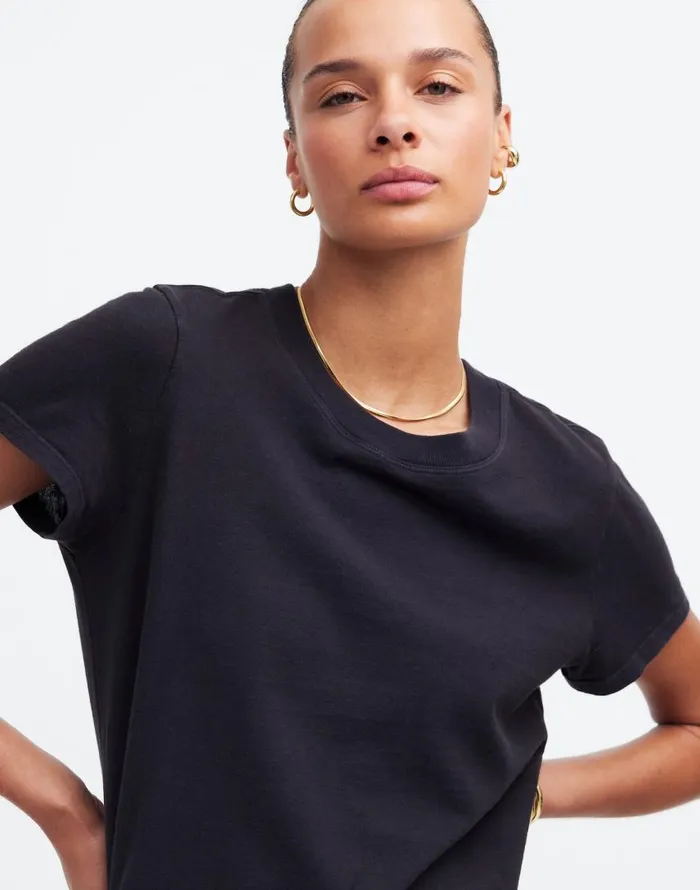 Tees Women Madewell Premium Standard 01 The Shrunken Tee Black Charcoal