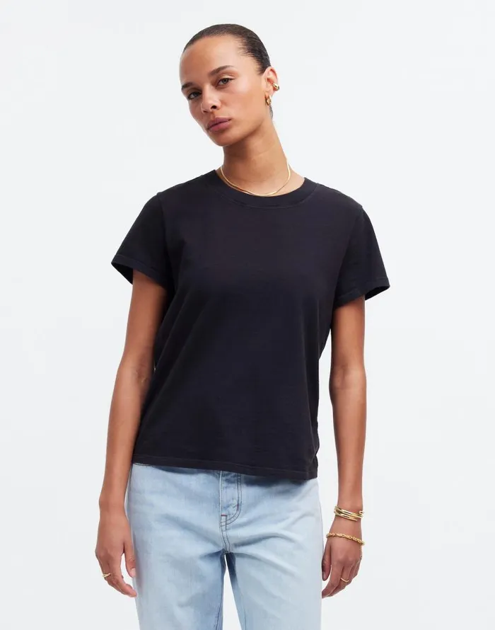 Tees Women Madewell Premium Standard 01 The Shrunken Tee Black Charcoal