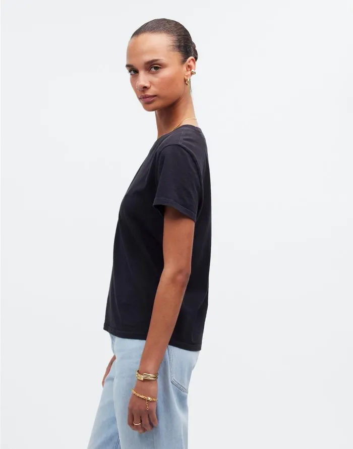 Tees Women Madewell Premium Standard 01 The Shrunken Tee Black Charcoal
