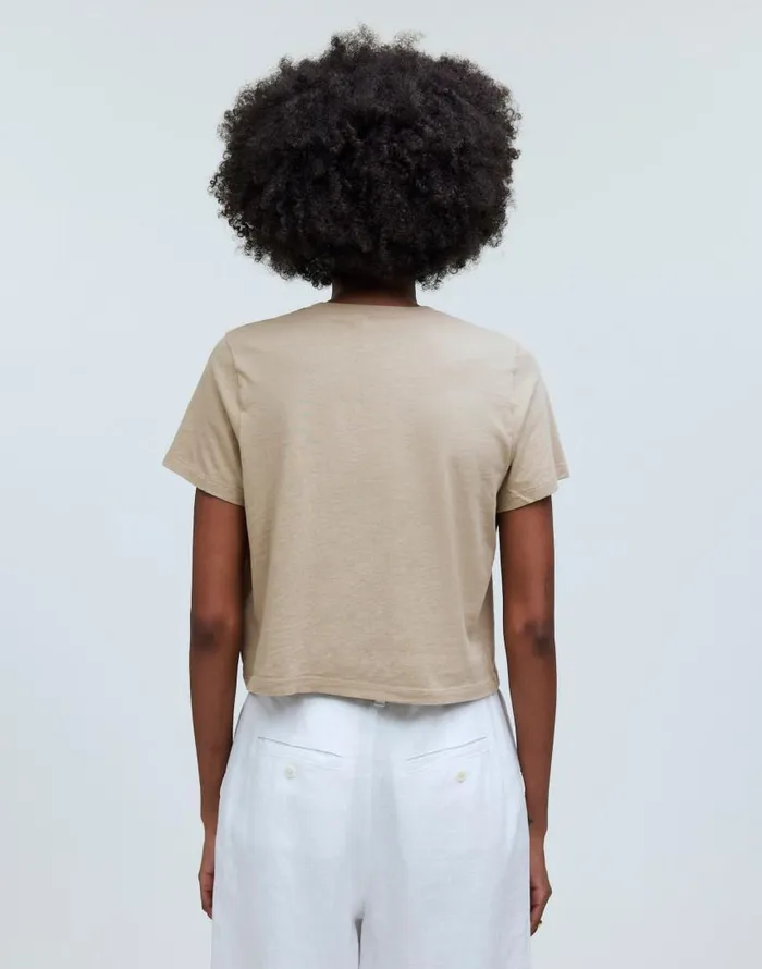 Tees Women Madewell Softfade Cotton BoxyCrop Tee Drill Khaki