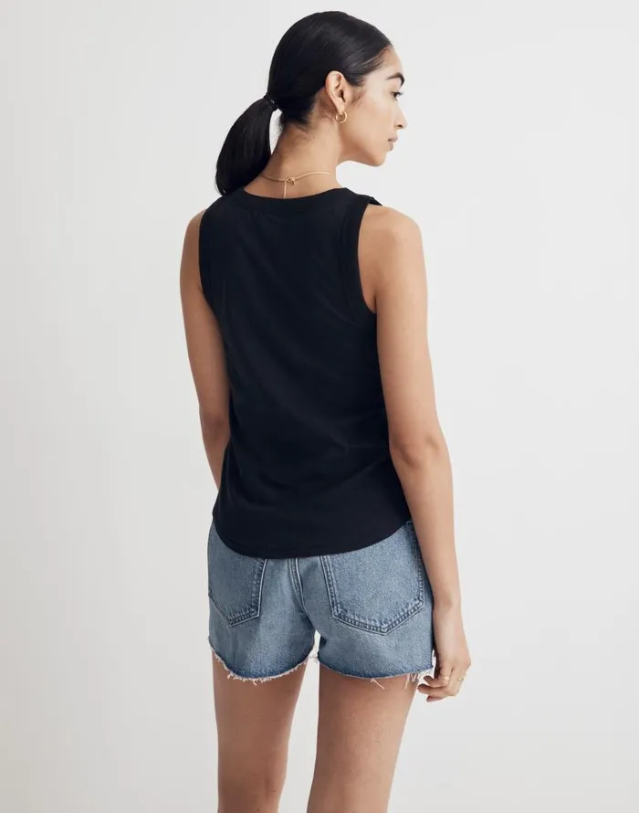 Tees Women Madewell Whisper Cotton Scoopneck Tank Top True Black