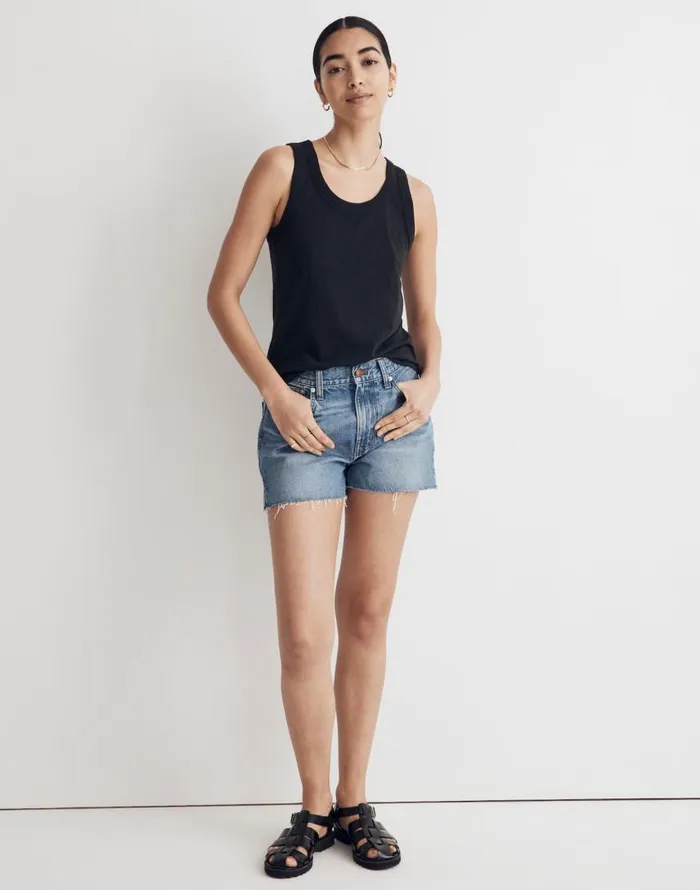 Tees Women Madewell Whisper Cotton Scoopneck Tank Top True Black