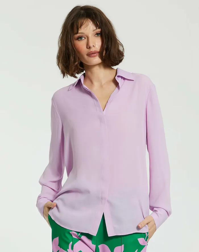 The Bentley Long Sleeve Button Up Georgette Blouse 8211 FINAL SALE Orchid Women Blouses and Tops Mac Duggal The Bentley Long Sleeve Button Up Georgette Blouse 8211 FINAL SALE Orchid Women Blouses and Tops Mac Duggal