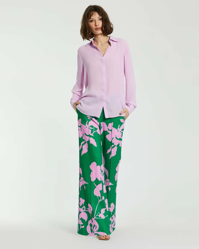 The Bentley Long Sleeve Button Up Georgette Blouse 8211 FINAL SALE Orchid Women Blouses and Tops Mac Duggal