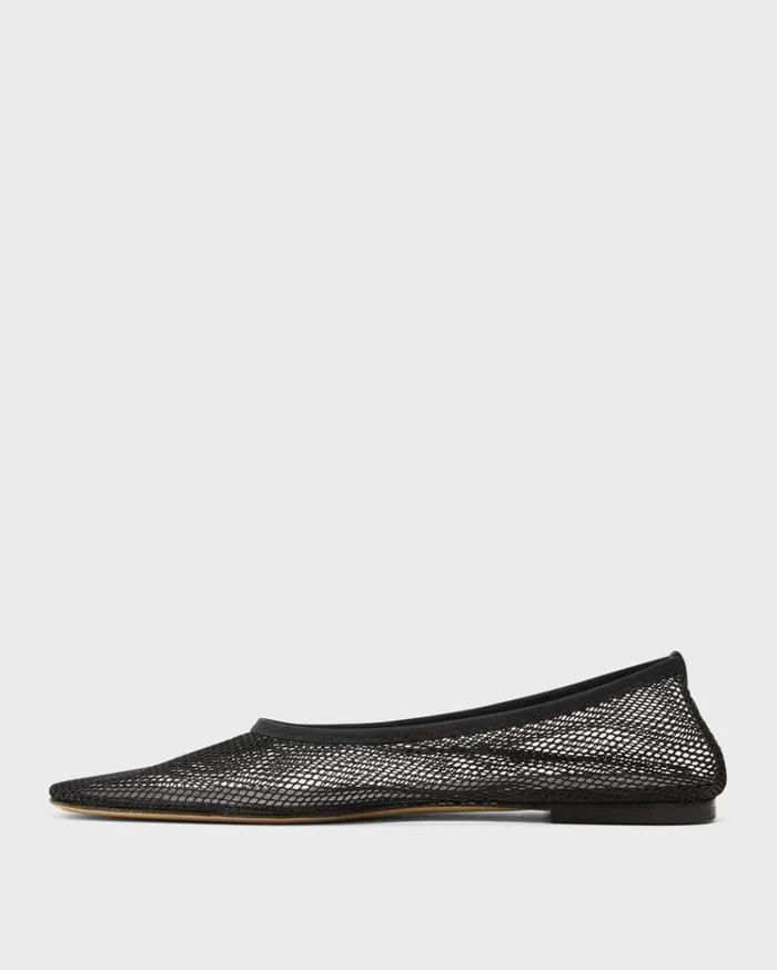 Theory Ballet Flat In Mesh Black Women Shoes