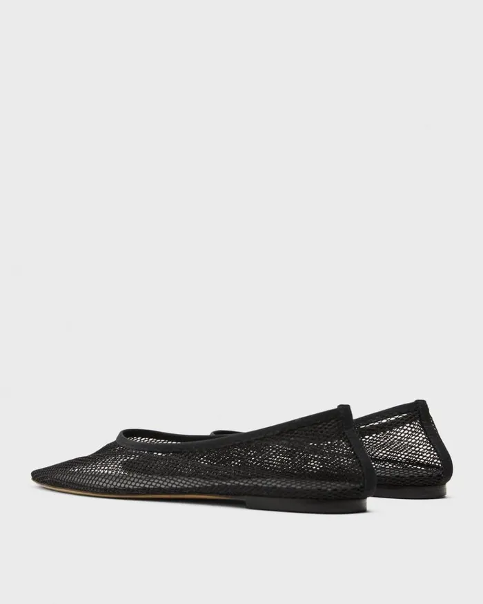 Theory Ballet Flat In Mesh Black Women Shoes