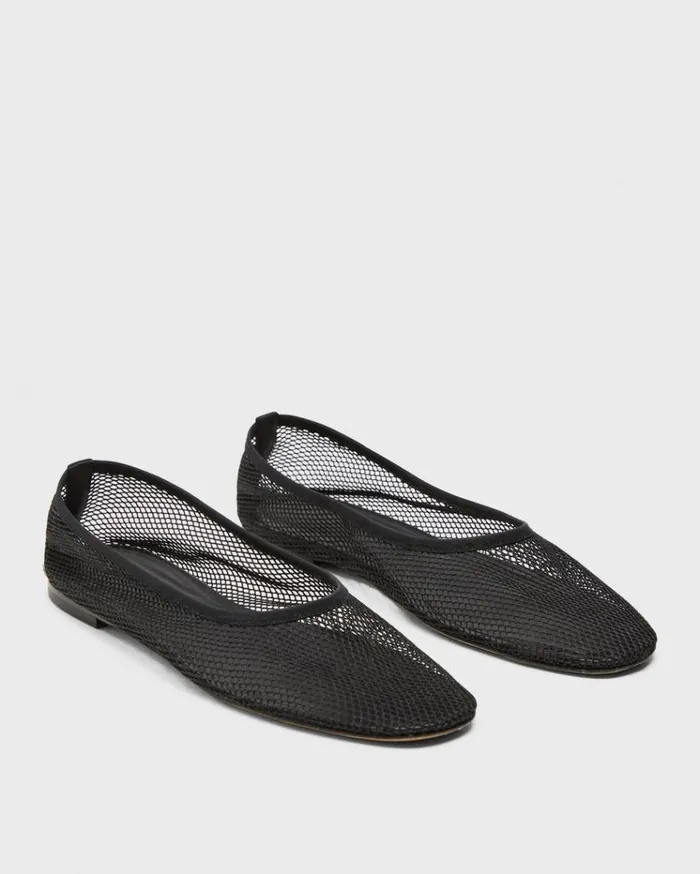 Theory Ballet Flat In Mesh Black Women Shoes