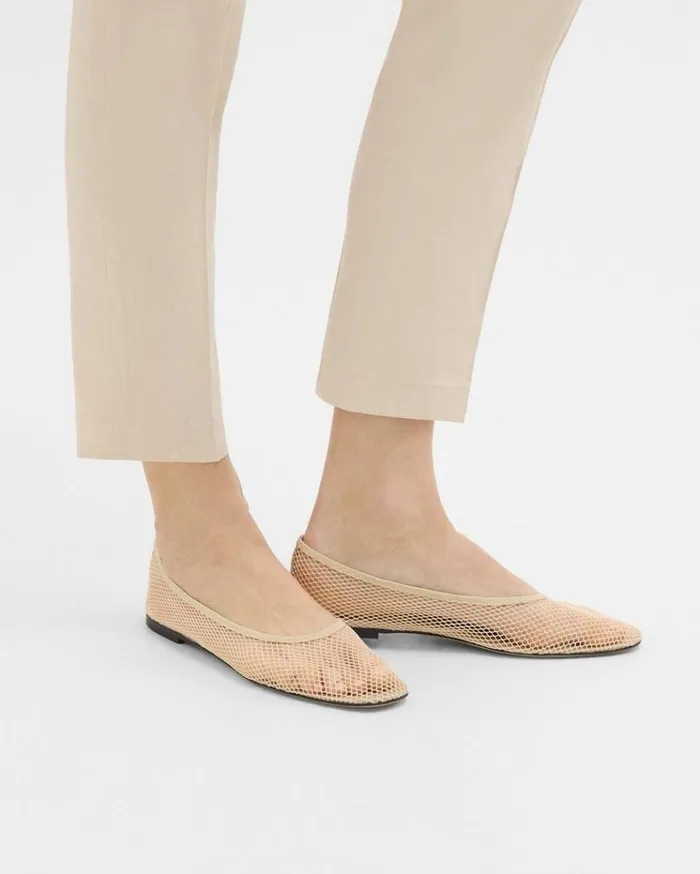 Theory Ballet Flat In Mesh Light Nude Women Shoes