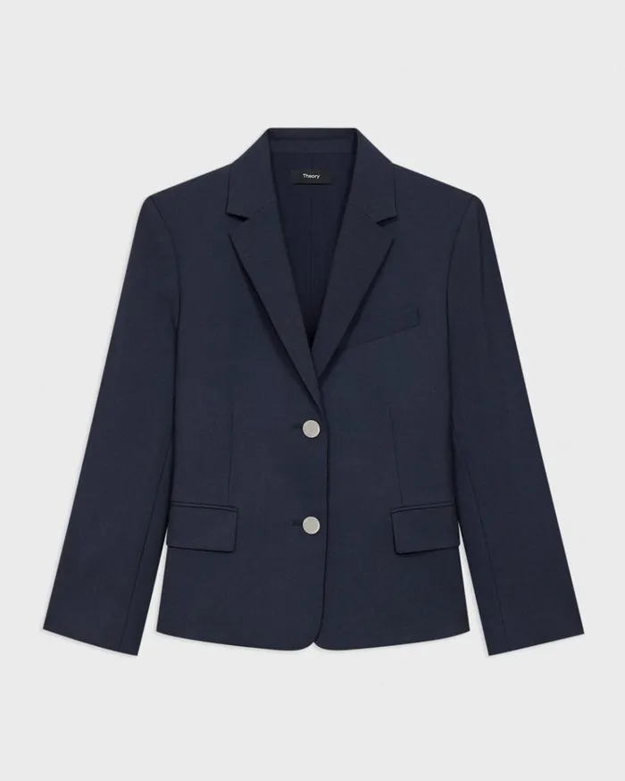 Theory Boxy Blazer In Good Wool Nocturne Navy Women Blazers Jackets