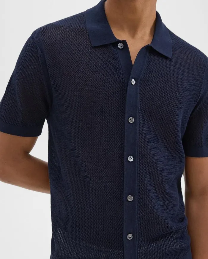 Theory Cairn ShortSleeve Shirt In Cotton Baltic Men Shirts Theory Cairn ShortSleeve Shirt In Cotton Baltic Men Shirts