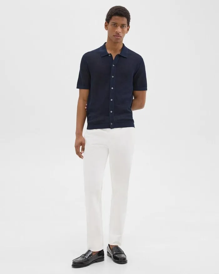 Theory Cairn ShortSleeve Shirt In Cotton Baltic Men Shirts Theory Cairn ShortSleeve Shirt In Cotton Baltic Men Shirts
