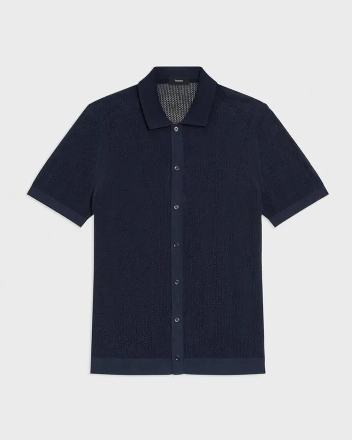 Theory Cairn ShortSleeve Shirt In Cotton Baltic Men Shirts Theory Cairn ShortSleeve Shirt In Cotton Baltic Men Shirts