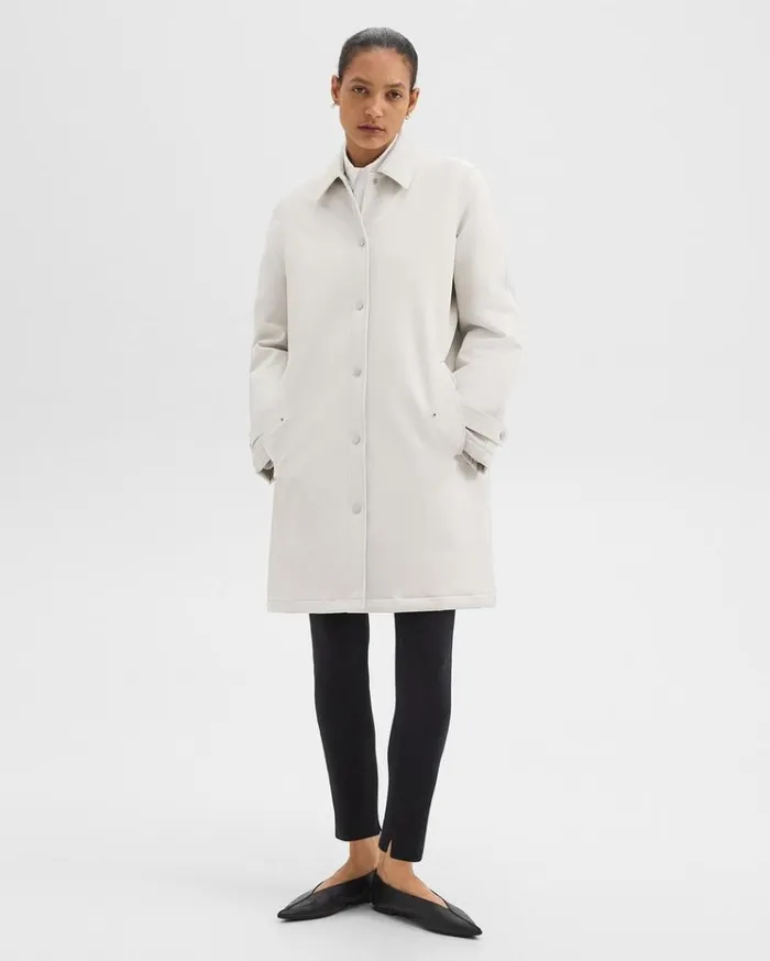 Theory Car Coat In CottonBlend Sand Women Outerwear
