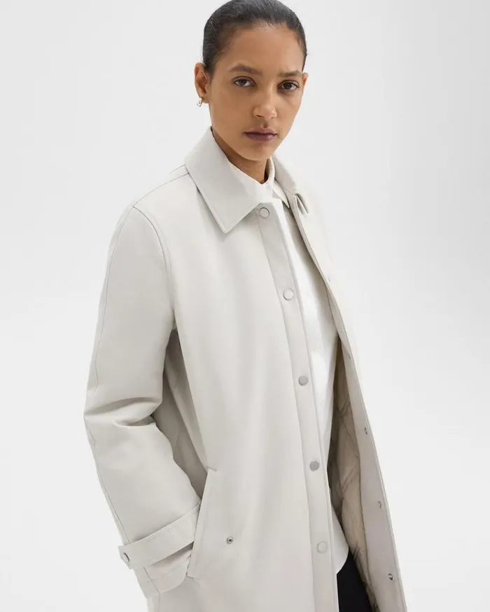 Theory Car Coat In CottonBlend Sand Women Outerwear Theory Car Coat In CottonBlend Sand Women Outerwear