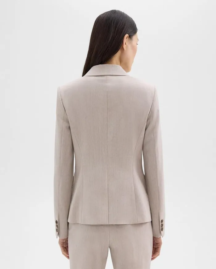 Theory Carissa Blazer In Good Wool Sand Melange Women Suits