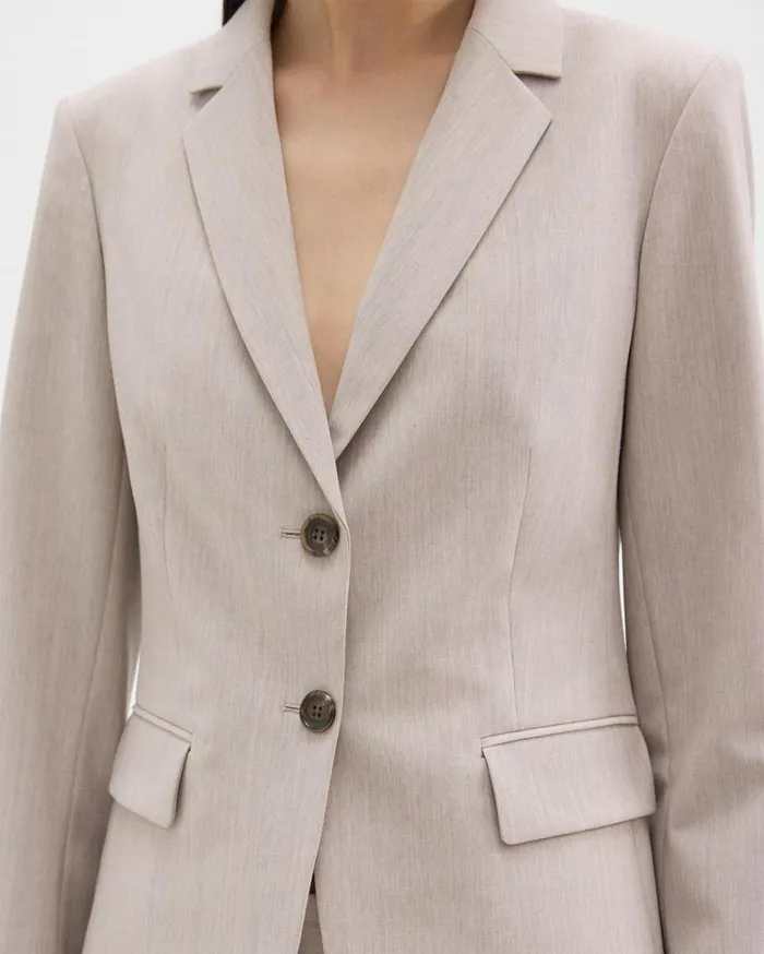 Theory Carissa Blazer In Good Wool Sand Melange Women Suits