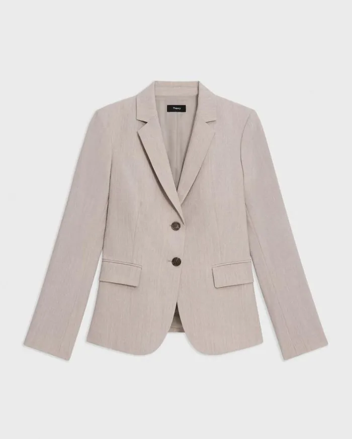 Theory Carissa Blazer In Good Wool Sand Melange Women Suits