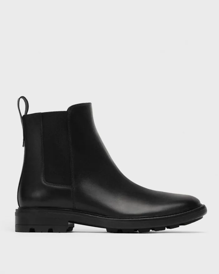 Theory Chelsea Boot In Leather Black Men Shoes