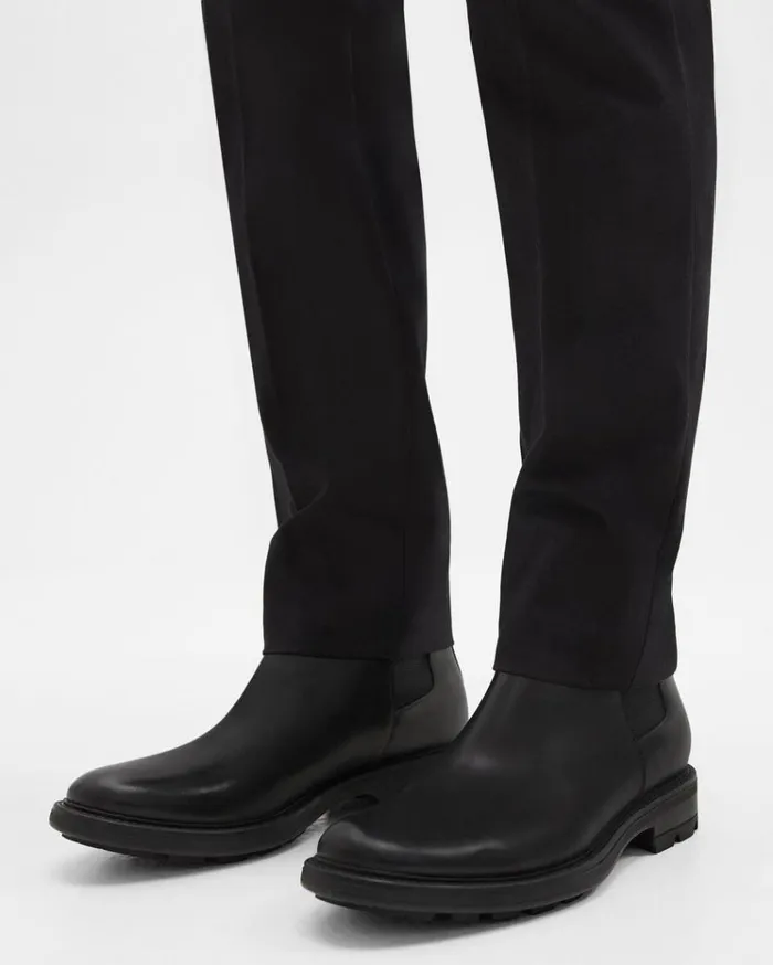 Theory Chelsea Boot In Leather Black Men Shoes