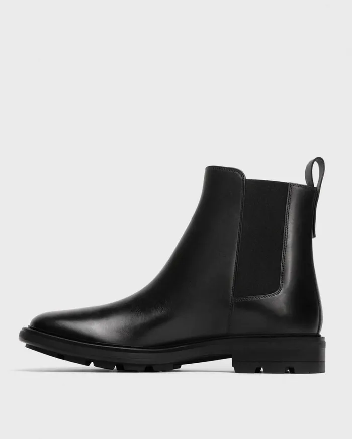 Theory Chelsea Boot In Leather Black Men Shoes