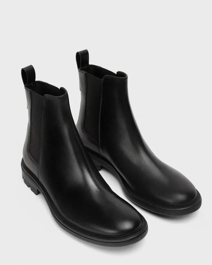 Theory Chelsea Boot In Leather Black Men Shoes