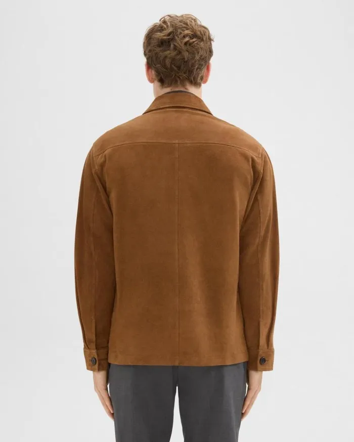 Theory Closson Military Jacket In Suede Teak Men Outerwear Theory Closson Military Jacket In Suede Teak Men Outerwear