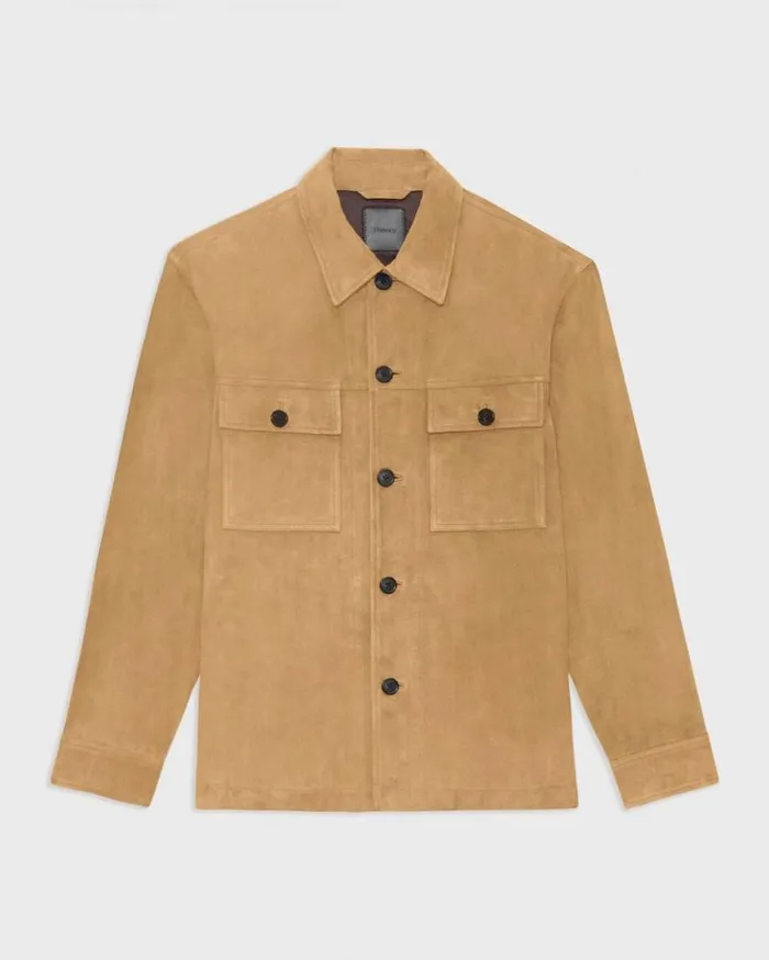 Theory Closson Military Jacket In Suede Teak Men Outerwear Theory Closson Military Jacket In Suede Teak Men Outerwear