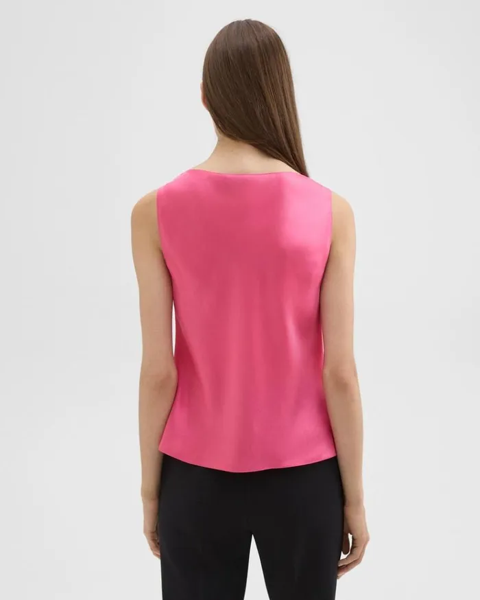 Theory Cowl Neck Top In Crushed Satin Pink Azalea Women Tops Theory Cowl Neck Top In Crushed Satin Pink Azalea Women Tops